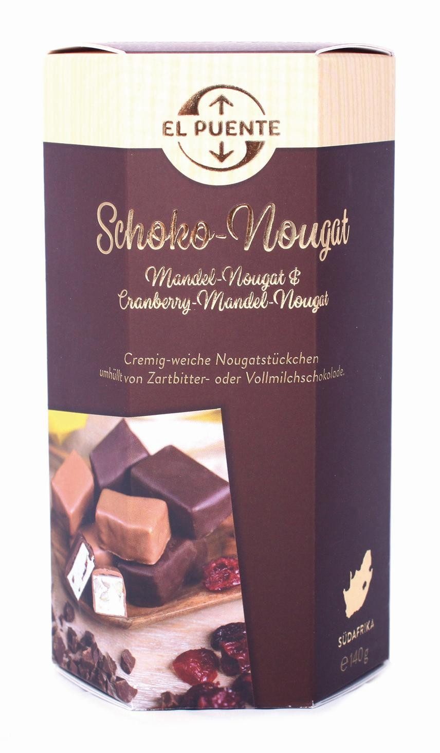 El Puente Knabberei Schoko-Mandel-Nougat & Cranberry-Mandel-Nougat, Fair Trade, Handmade