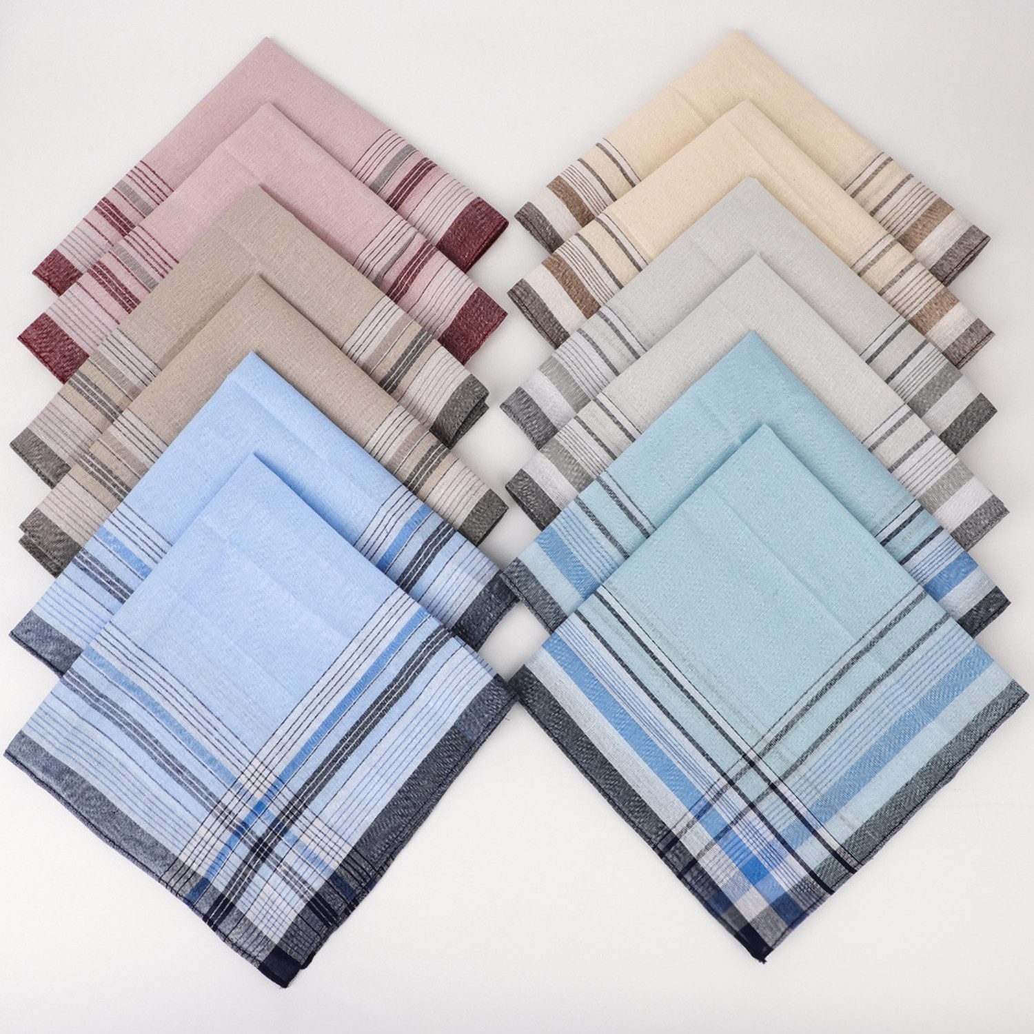 OKWISH Taschentuch 12er Set Baumwolle Herrentaschentücher Einstecktuch, (38 x 38cm Wiederverwendbar Stofftaschentücher, 12-St), für Geschenke Schweiß abwischen Als Einstecktücher Alltagsgebrauch