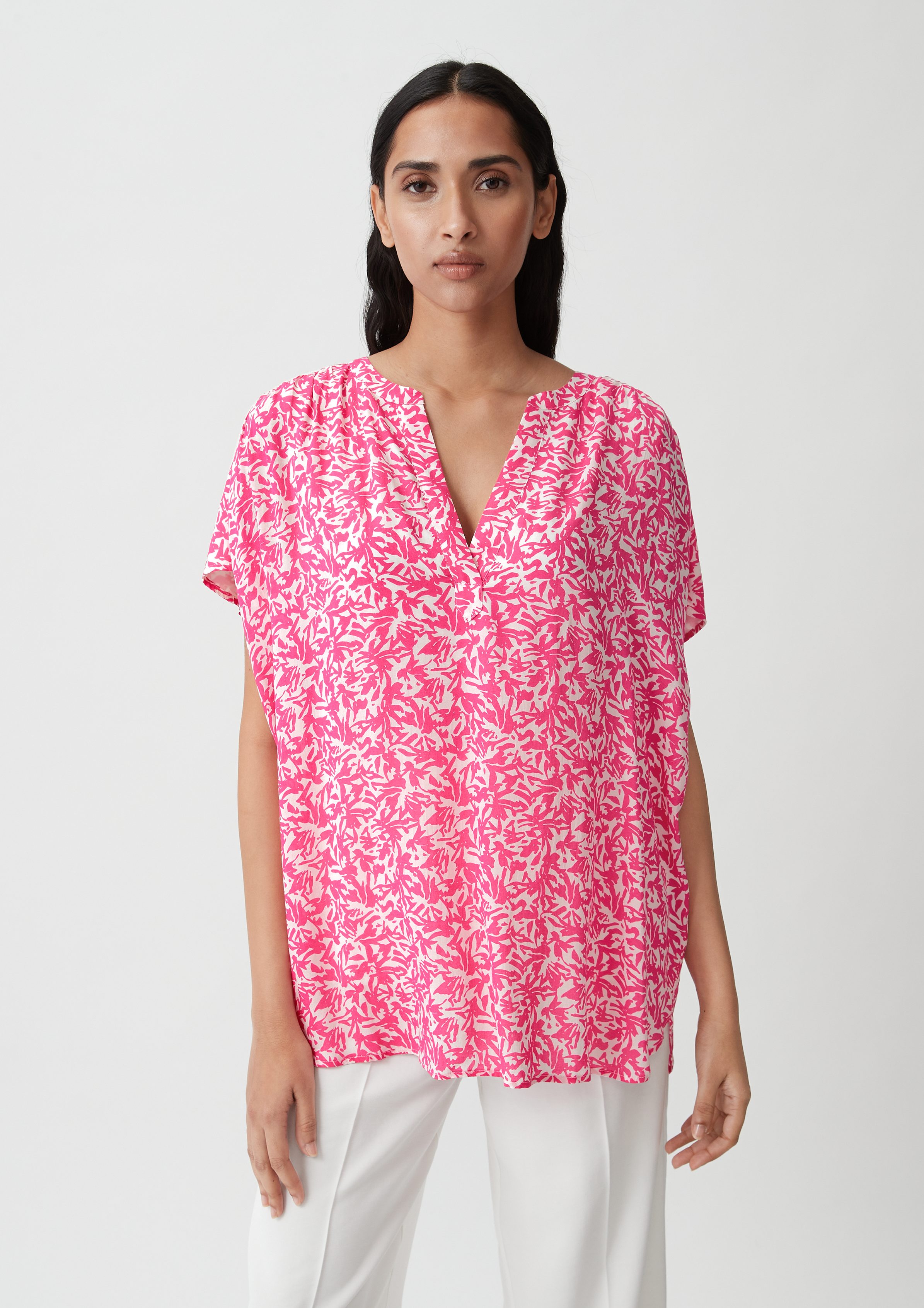 Blusentop Viskosebluse mit Raffung