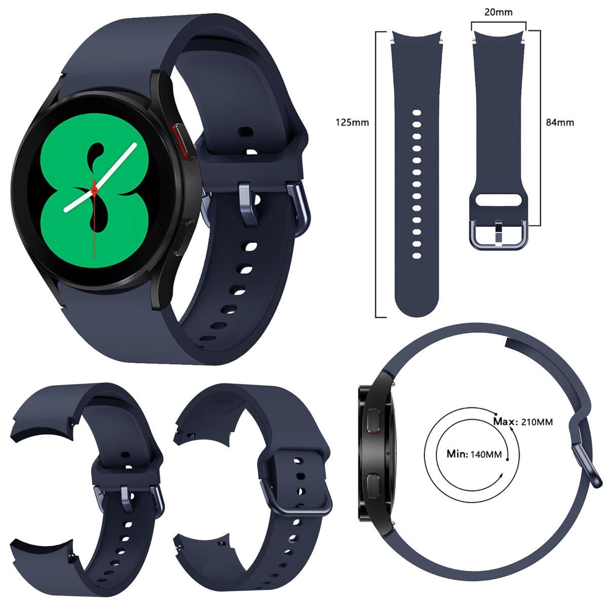 Wigento Smartwatch-Armband Für Samsung Galaxy Watch FE 6 5 4 Normal Pro Classic Kunststoff Band