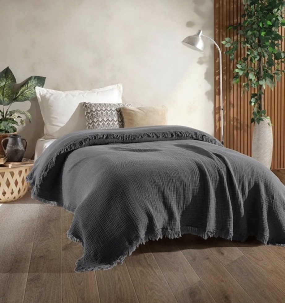 Wohndecke Musselin Wohndecke aus Biobaumwolle in Anthrazit, Sandiik, Super günstig online kaufen