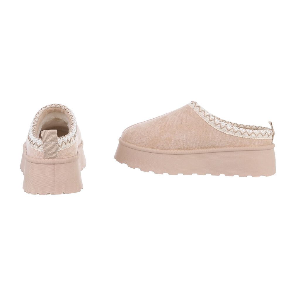 Ital-Design Die bequemen Plateau-Slipper Hausschuh (87475124) Flach Stiefeletten in Beige