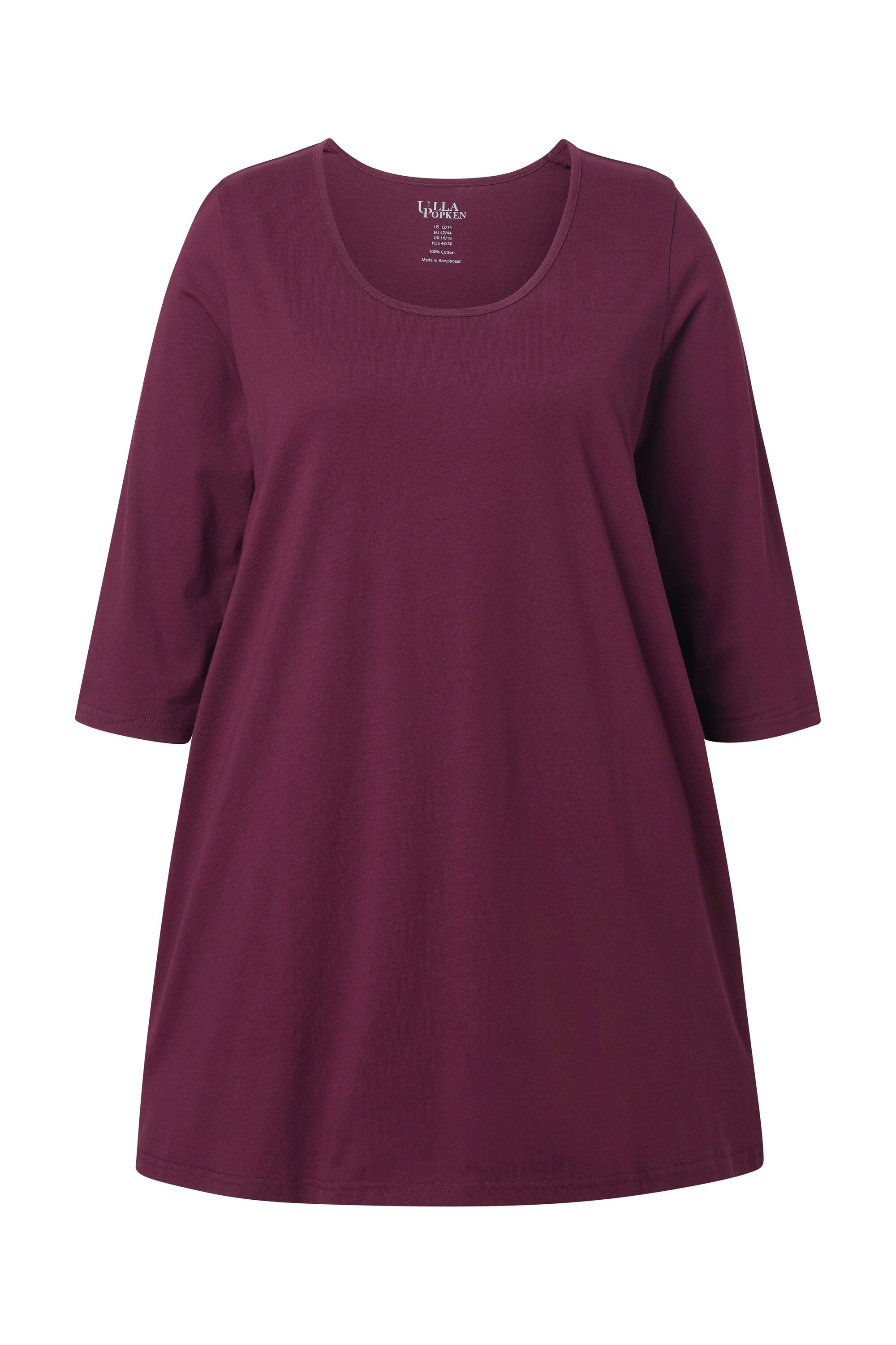 Ulla Popken Longshirt Longshirt A-Linie Rundhalsausschnitt 3/4-Arm günstig online kaufen