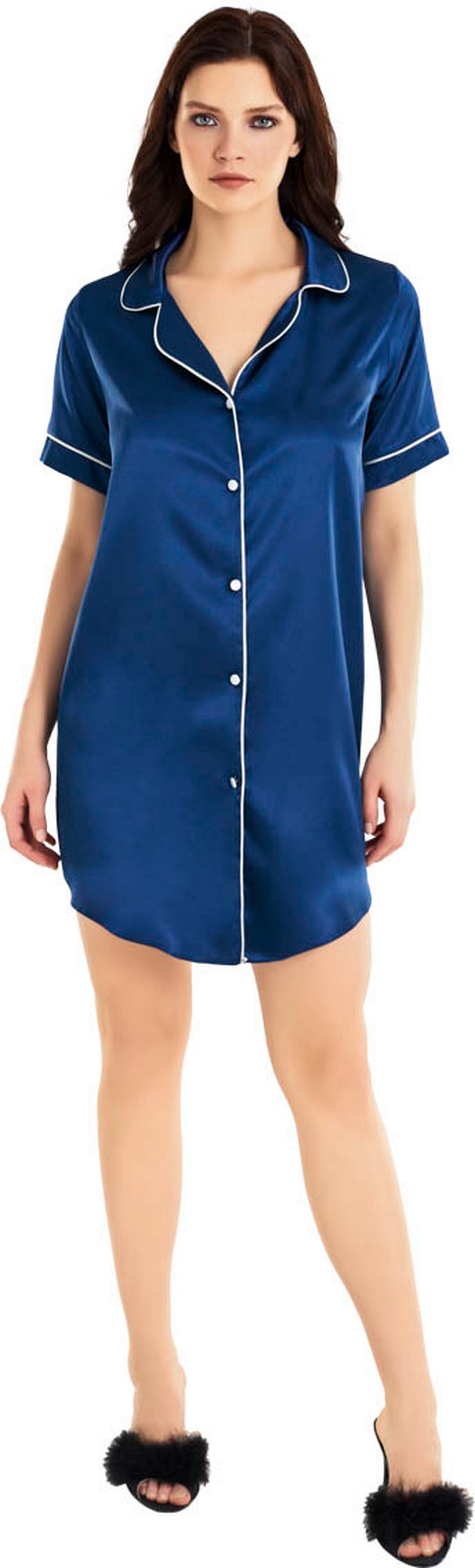 Nachthemd Satin-Nachthemd Tunika mit Zierborte günstig online kaufen