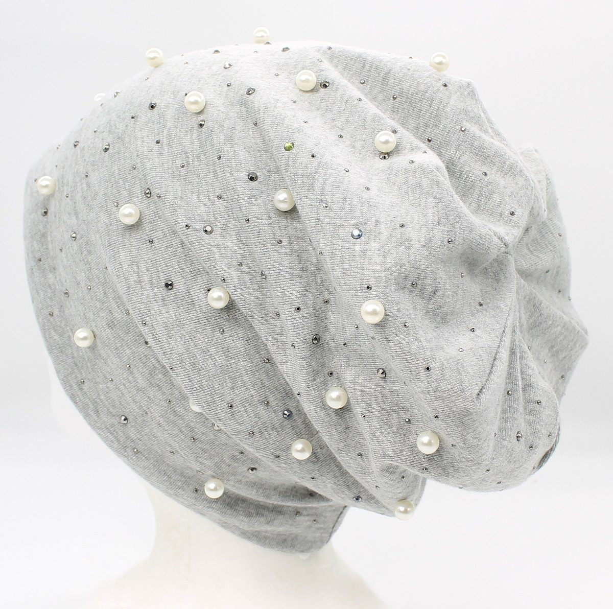 dy_mode Beanie Damen Beanie Mütze mit Kunstperlen Glitzer – Gefütterte Beaniemütze mit Innenfutter