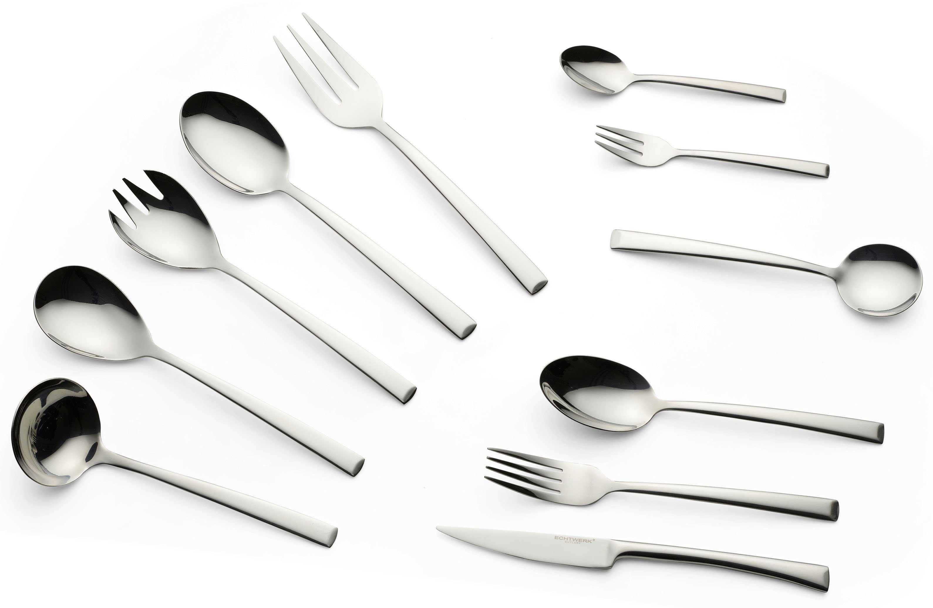 ECHTWERK Besteck-Set Avelino (68-tlg), 12 Personen, Edelstahl 18/10, Tafelbesteck, Silber-Edition, hochglänzend
