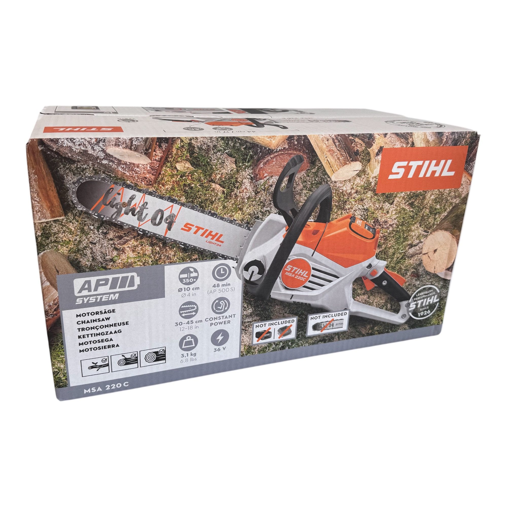 STIHL Akku-Kettensäge Stihl Akku-Kettensäge MSA 220 C-B 3/8 1.1 mm PS3, Führungsschiene 40