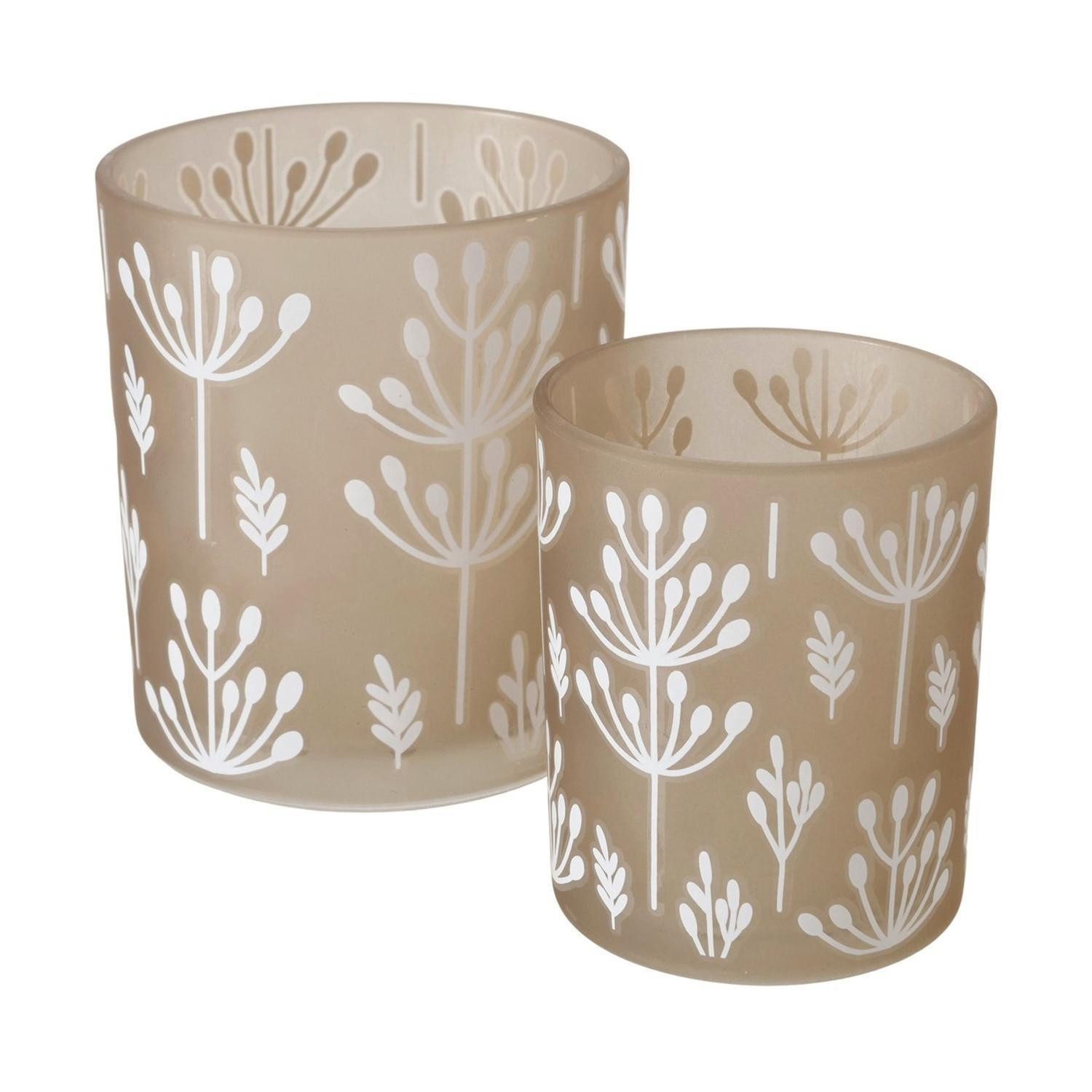 BOLTZE GRUPPE GmbH Windlicht FARAH, Ø 9 cm, H 10 cm, Beige, Weiß, Glas, (1 St)