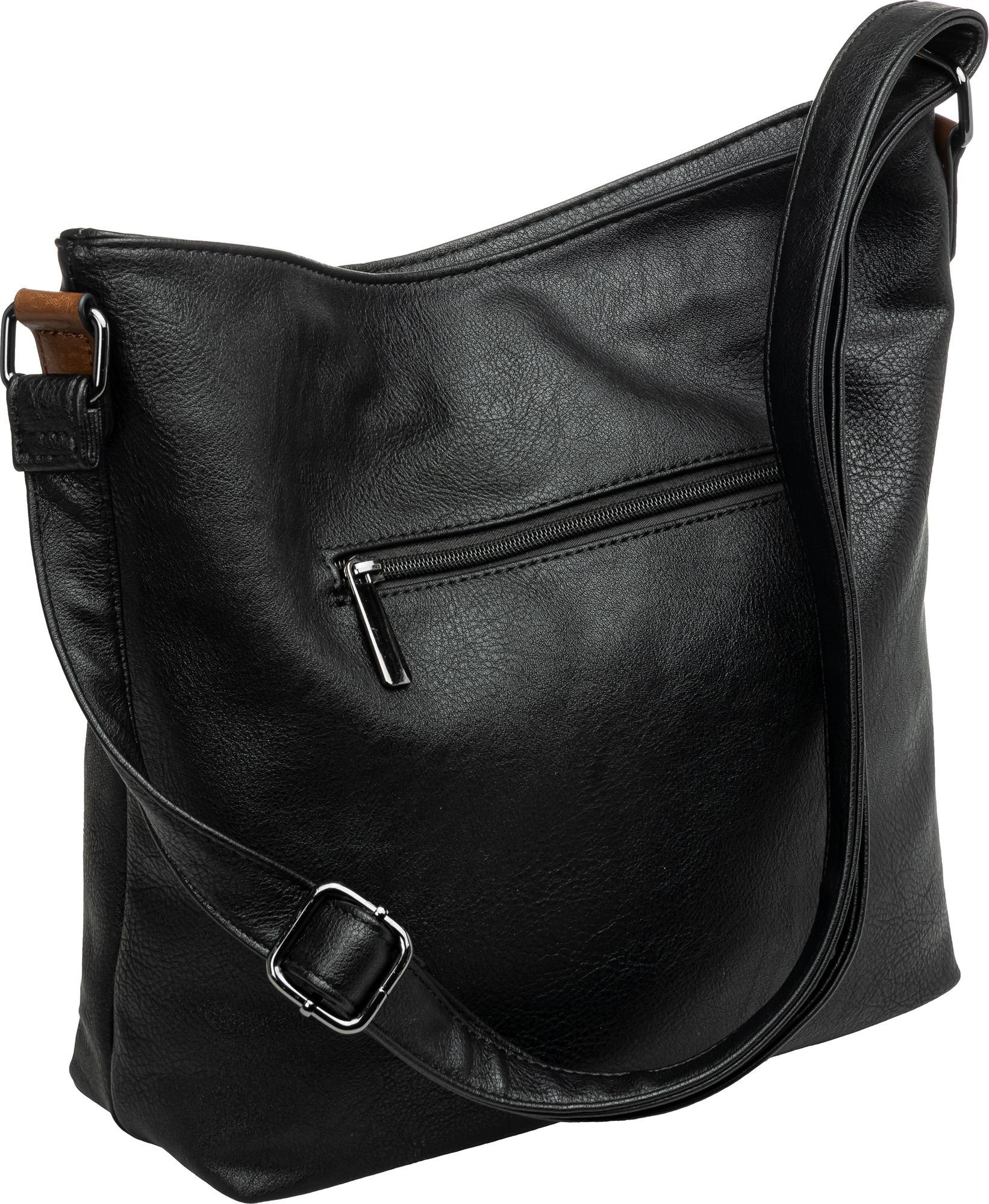 cognac schwarz Bag Umhängetasche mittelgroße Umhängetasche / Caspar elegante Damen sportlich TS1070 Crossbody