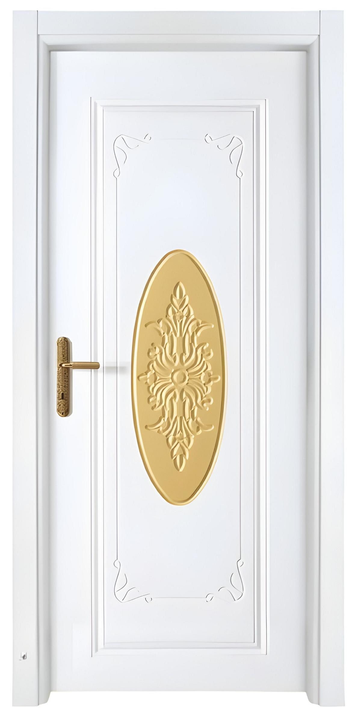 JVmoebel Zimmertür Weiß-Goldene Designer Haustür aus PVC