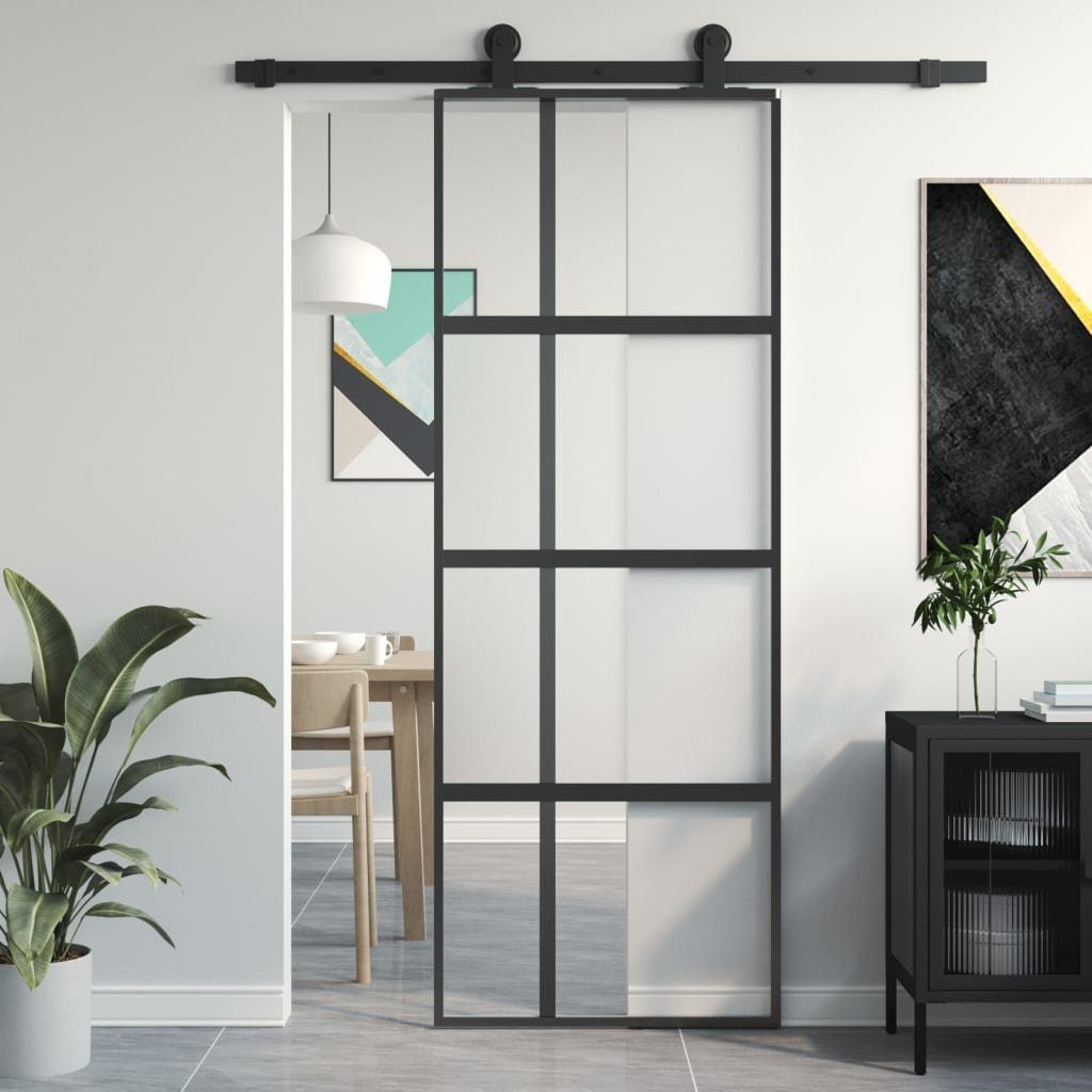 vidaXL Haustür Schiebetür Schwarz 76x205 cm günstig online kaufen