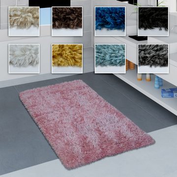 Badematte Badezimmer Teppich Shaggy Einfarbig Paco Home, Polyester, Läufer