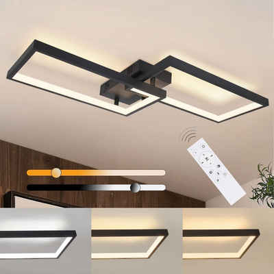 ZMH LED Deckenleuchte Modern Design Wohnzimmerlampe Dimmbar, Dimmbar, LED fest integriert, Tageslichtweiß, 40W, Schwarz
