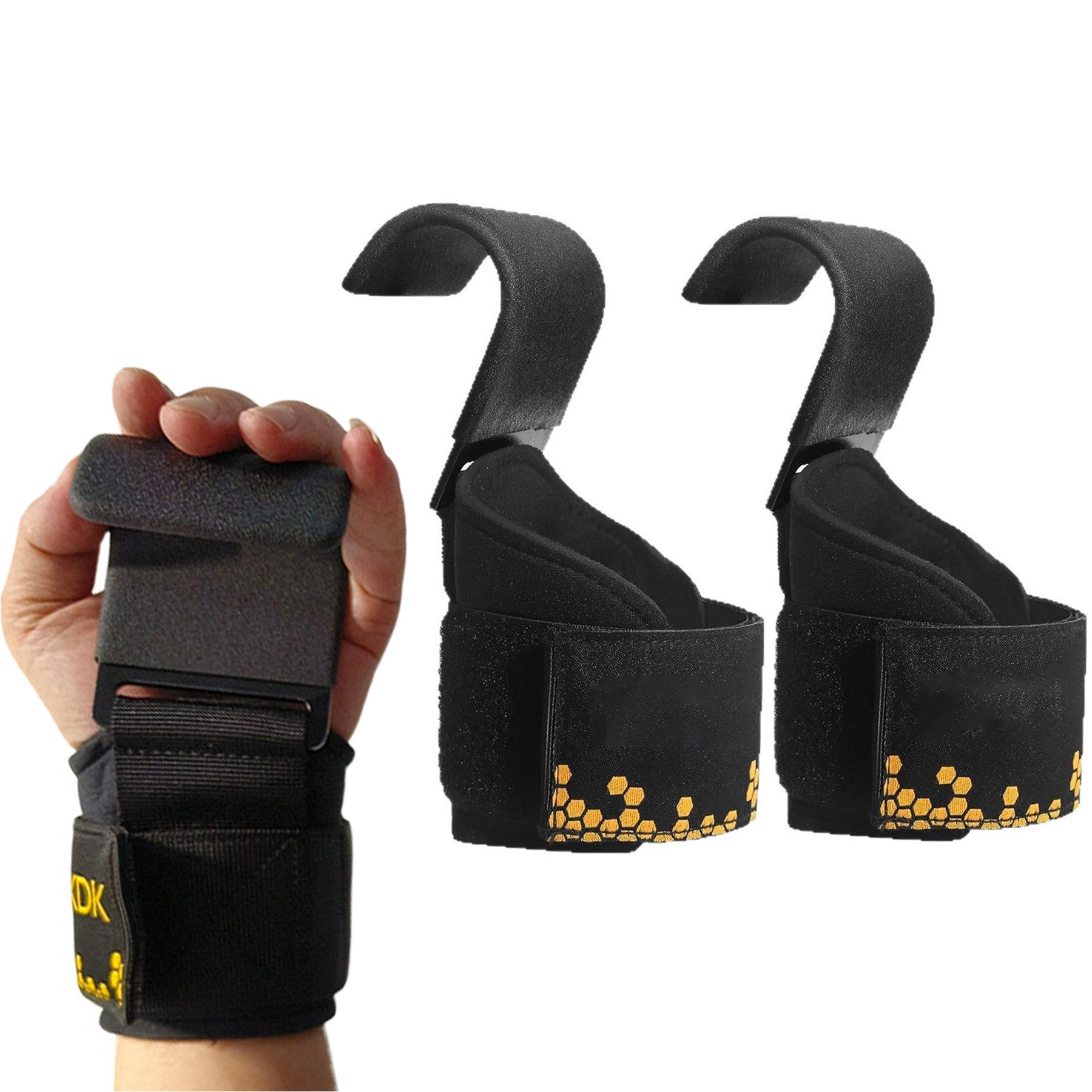 Mutig Zughilfe Zughilfen Haken Krafttraining, 8mm Gepolstert Handgelenkschutz (Profi Bodybuilding Gewichtheben Griff, Fitness Powerlifting Weight Lifting Hook), Männer Frauen rutschfest Grip, Kreuzheben klimmzug