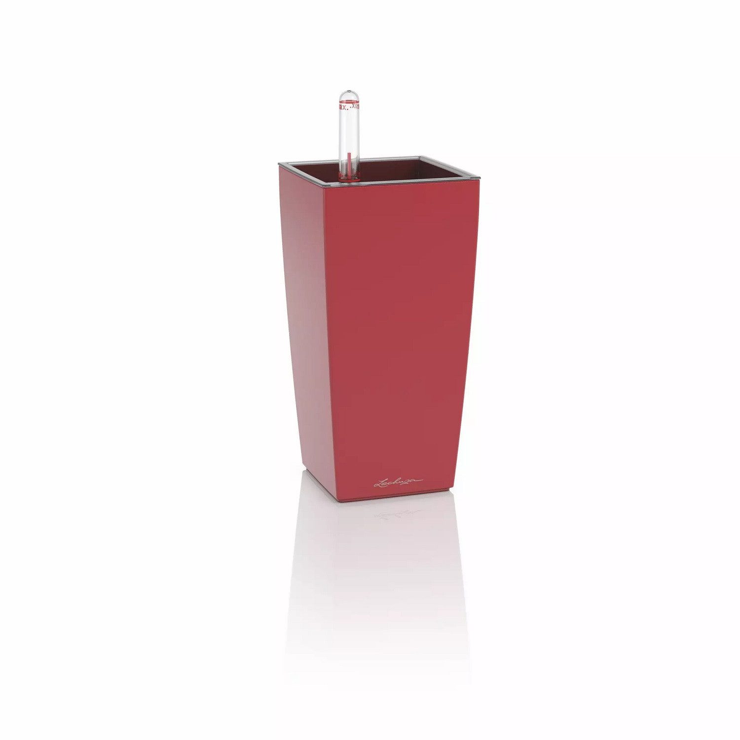 Lechuza® Blumentopf MINI-CUBI Premium Komplettset scarlet rot matt