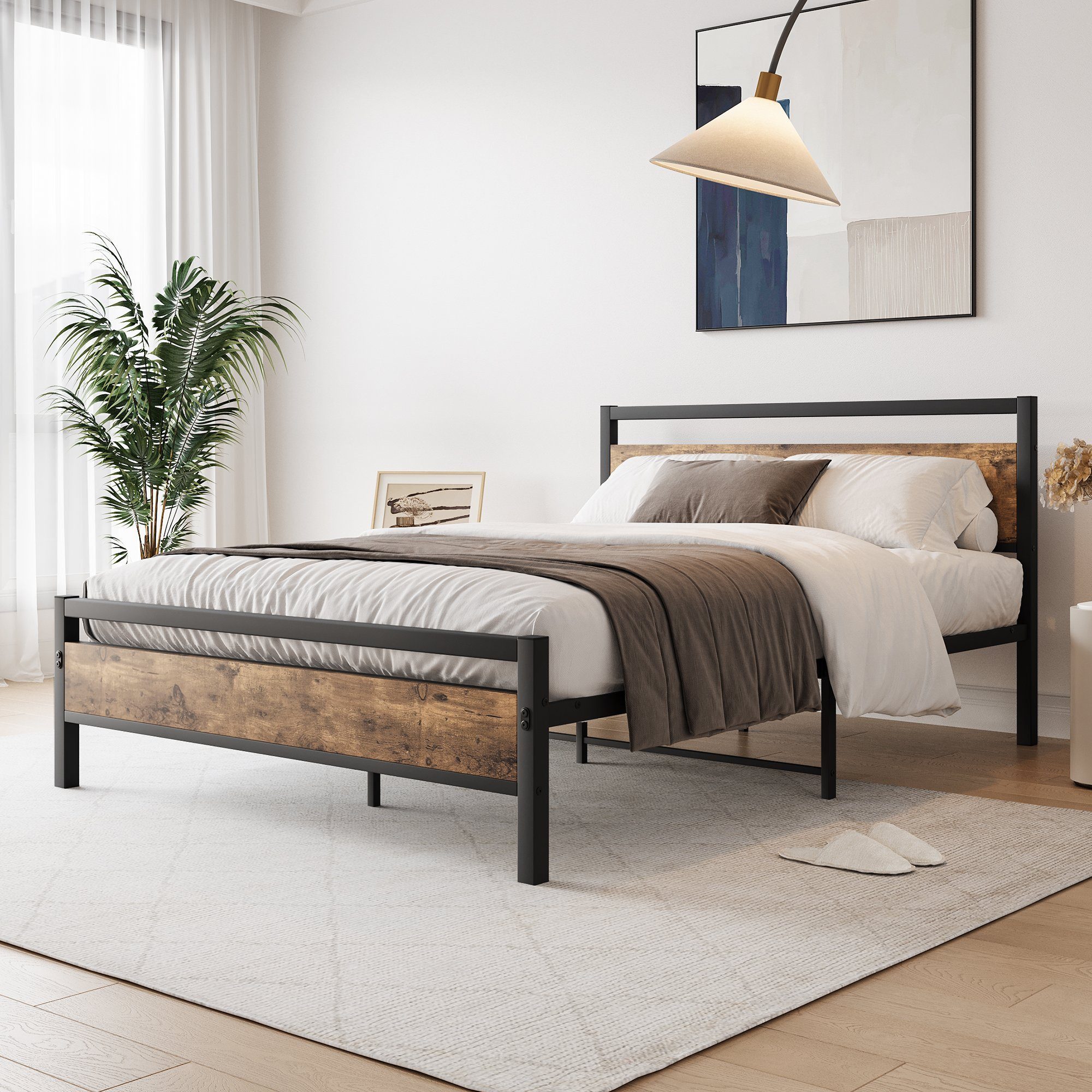 HAUSS SPOLE Metallbett 140x200cm mit Vintage-Kopfteil für Erwachsene und Ki günstig online kaufen