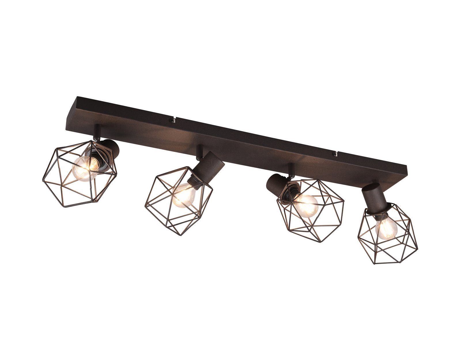 meineWunschleuchte Deckenspots, ohne Leuchtmittel, Decken-lampe Industrie-Design mit 4x Draht Lampen-schirm, Breite 70cm