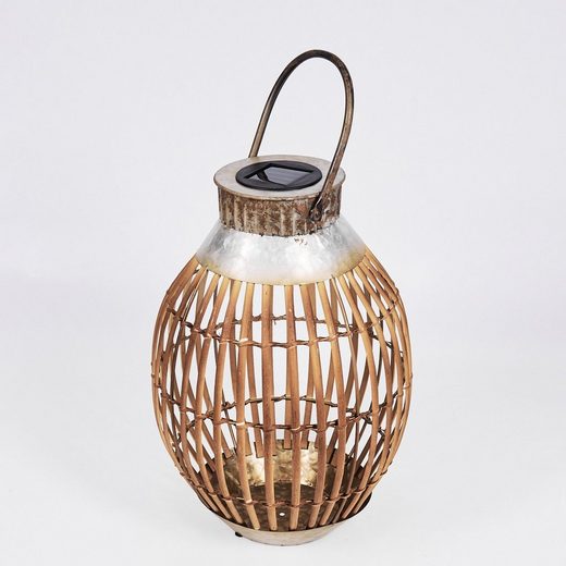 Rustikale Bambus Metall Laterne im Natur-Boho-Stil