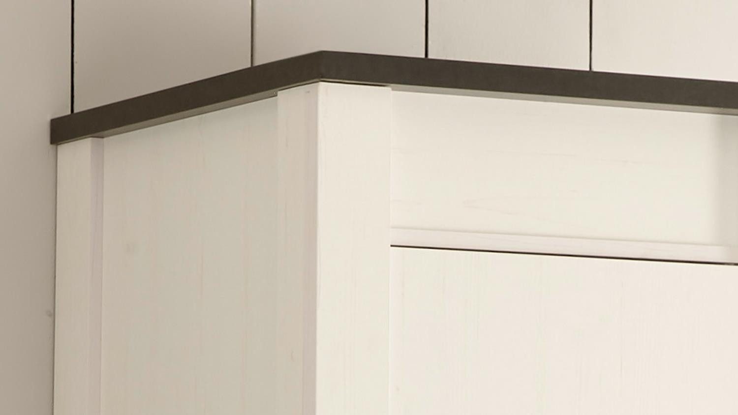 Möbel Akut Hochschrank Stauraumschrank Sherwood Küche Pinie weiß 62 cm