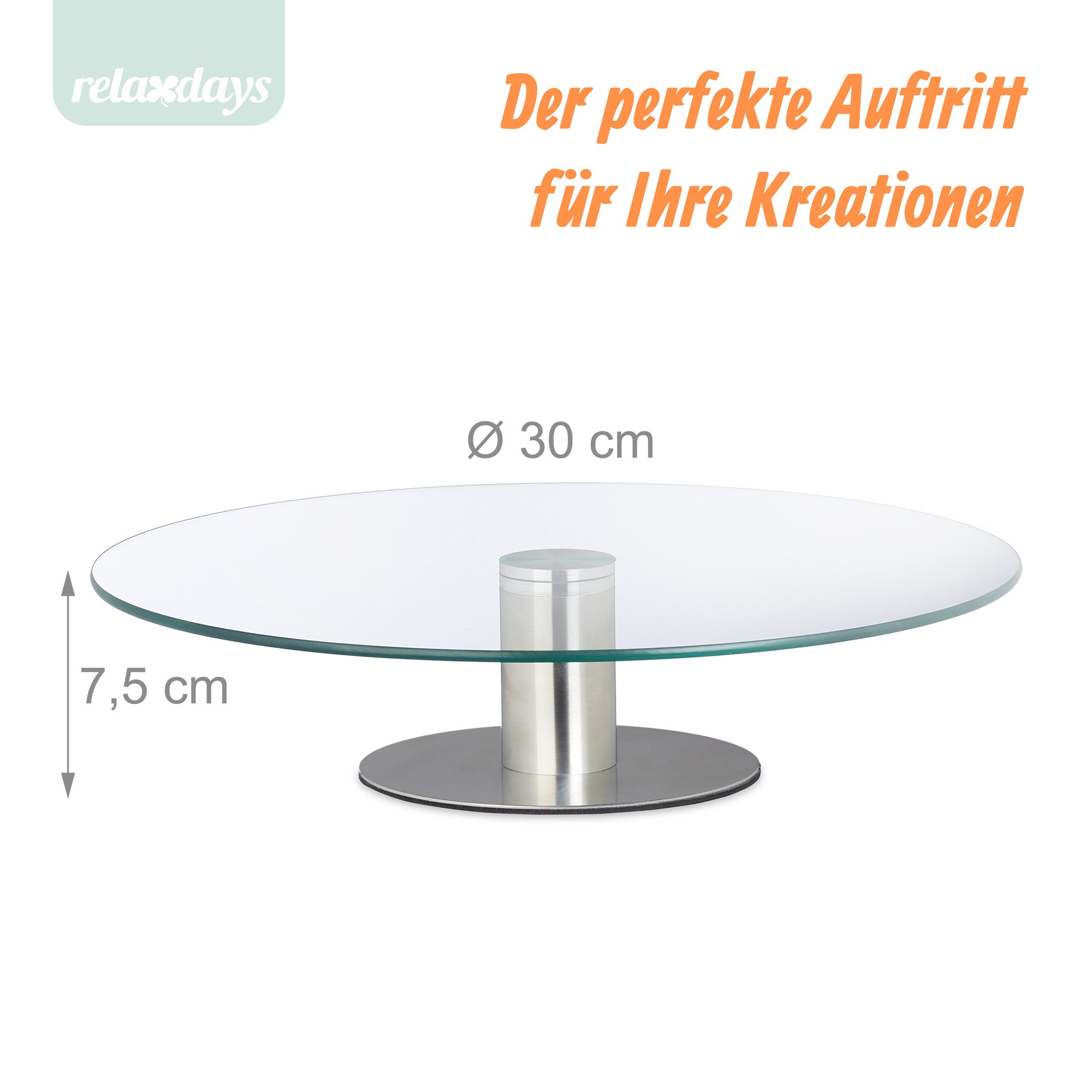 relaxdays Tortenplatte drehbar mit Standfuß, Glas – Bild 4 von 5