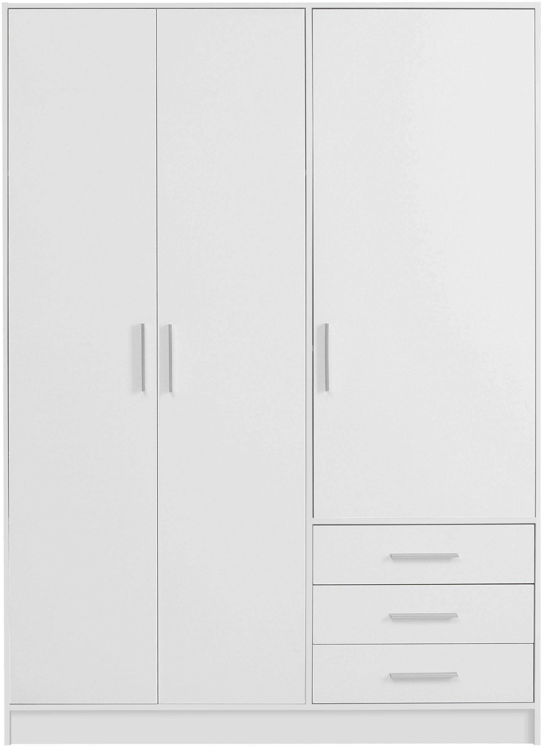 FORTE Kleiderschrank Jupiter, Made in Europe, mit Schubladen (Maße (B/H/T) ca : 145/200/60 cm) Stauraum, 2 Breiten, 4 Farben, Schubladen, variable Einlegeböden