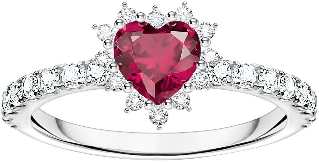 THOMAS SABO Fingerring Romance Herz-Ring, mit Zirkonia (synth), Rubin