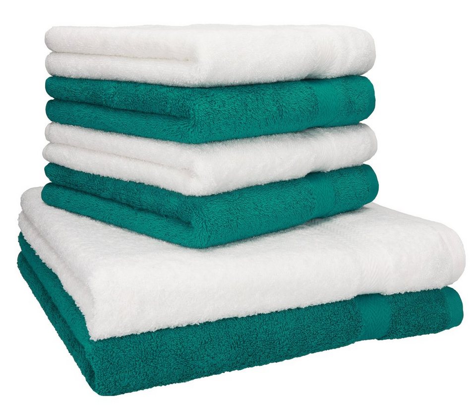 Betz Handtuch Set 6-TLG. Handtuch-Set Premium, 100% Baumwolle, (Set, 6-tlg),  Farbe smaragdgrün und weiß