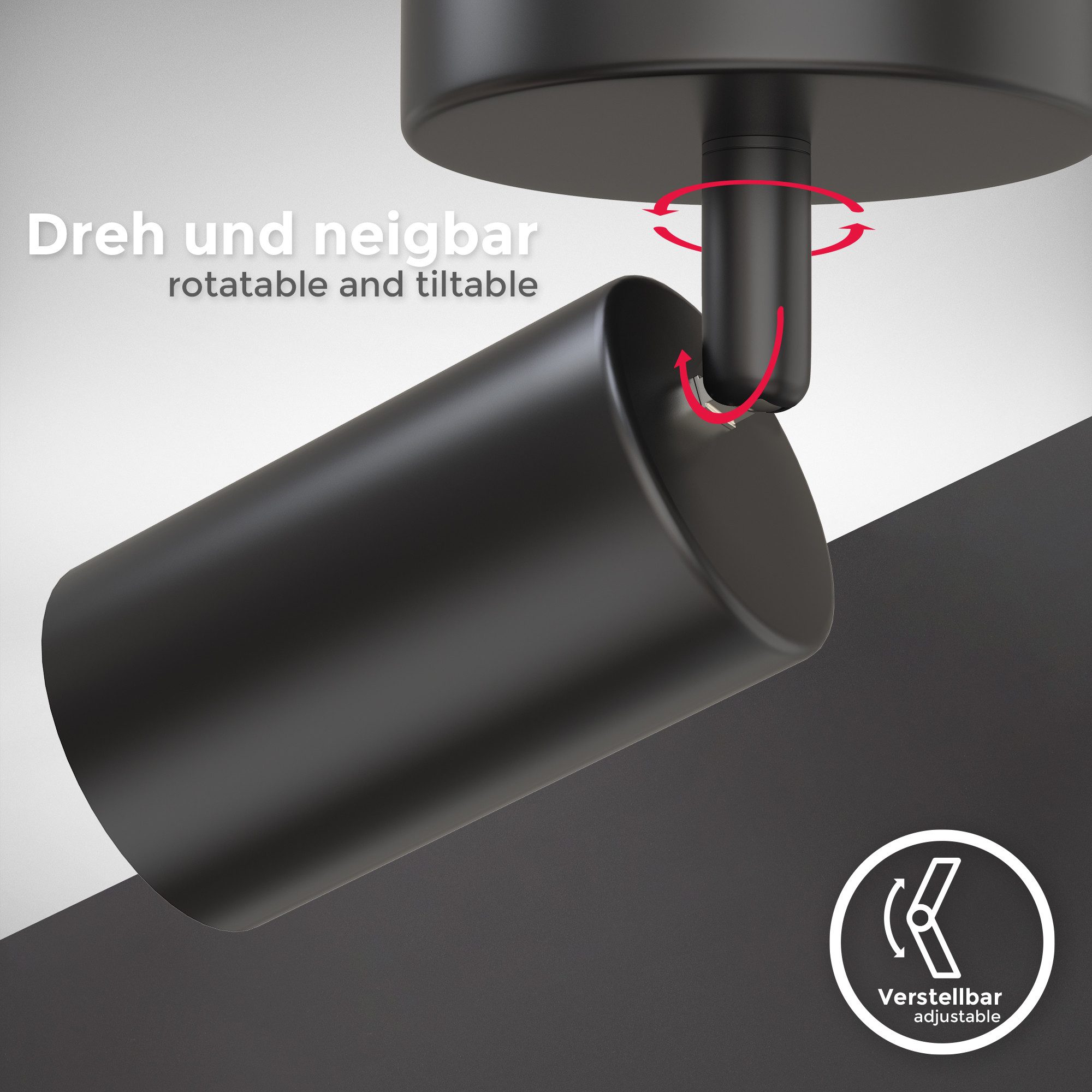 B.K.Licht Deckenleuchte LED Deckenlampe Wandleuchte Wohnzimmer, ohne Leuchtmittel, 1-flammig Lampe Wand Decke 230V Fassung GU10 Retro-Design Wohnzimmer