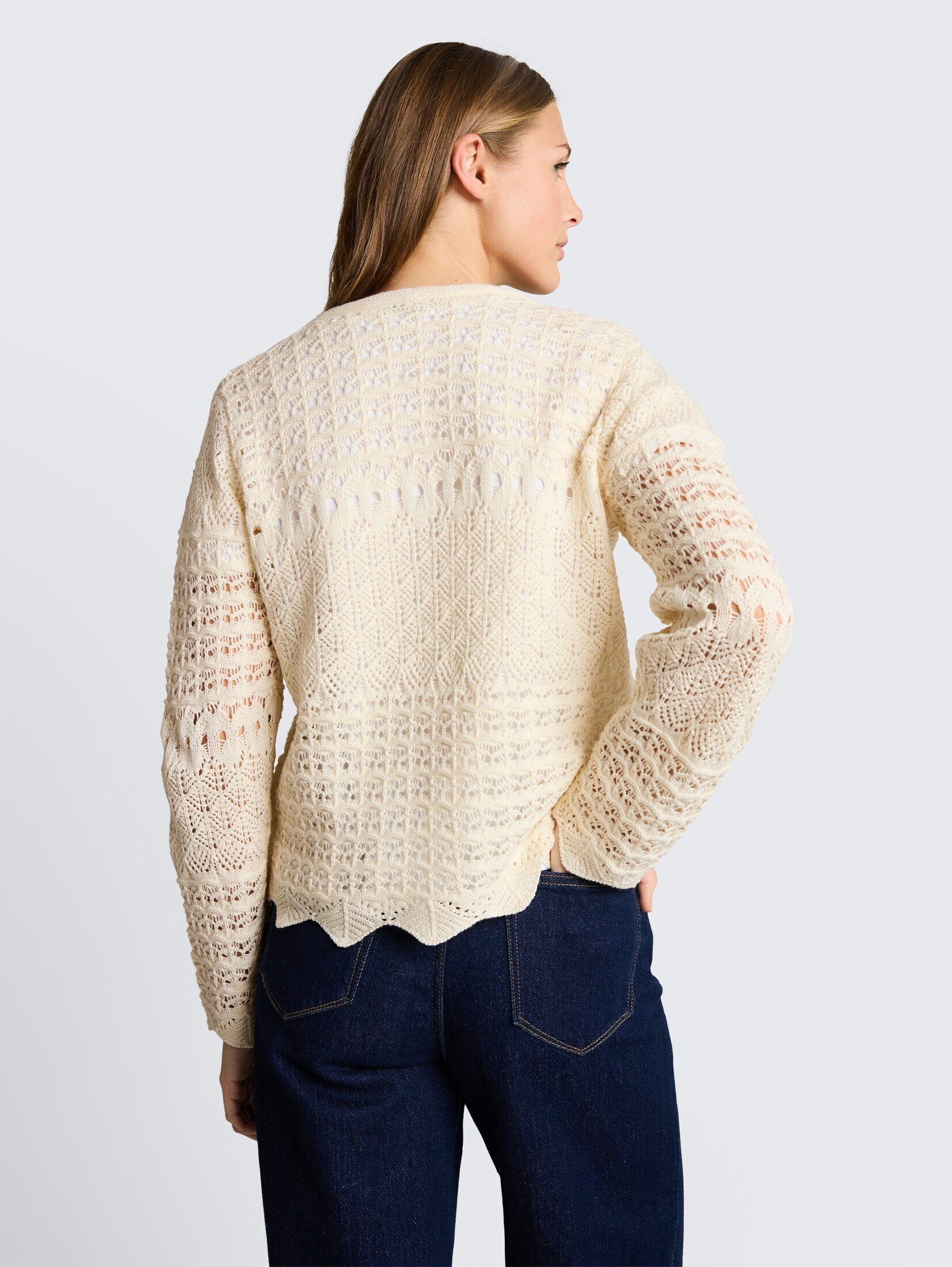 TOM TAILOR Denim Cardigan Pullover & Strickjacken Relaxed Fit Cardigan mit Lochmuster