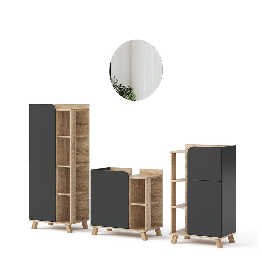 Vicco Badmöbel-Set Karen, Sonoma/Anthrazit, 4 Teile, (4-St., 4er Set) günstig online kaufen
