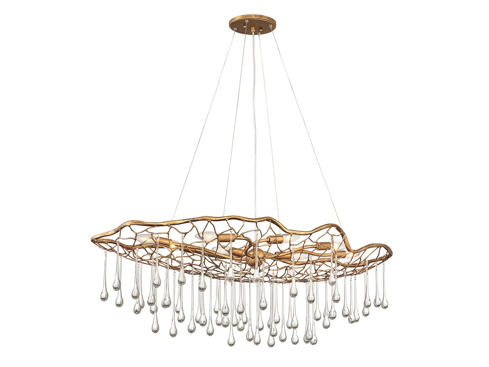 HINKLEY Lighting LED Pendelleuchte tropfenförmiger Glas Behang Breite 107cm, Dimmfunktion, LED wechselbar, Warmweiß, ausgefallene Designer Lampe hängend für Esstisch inkl. E14 LEDs