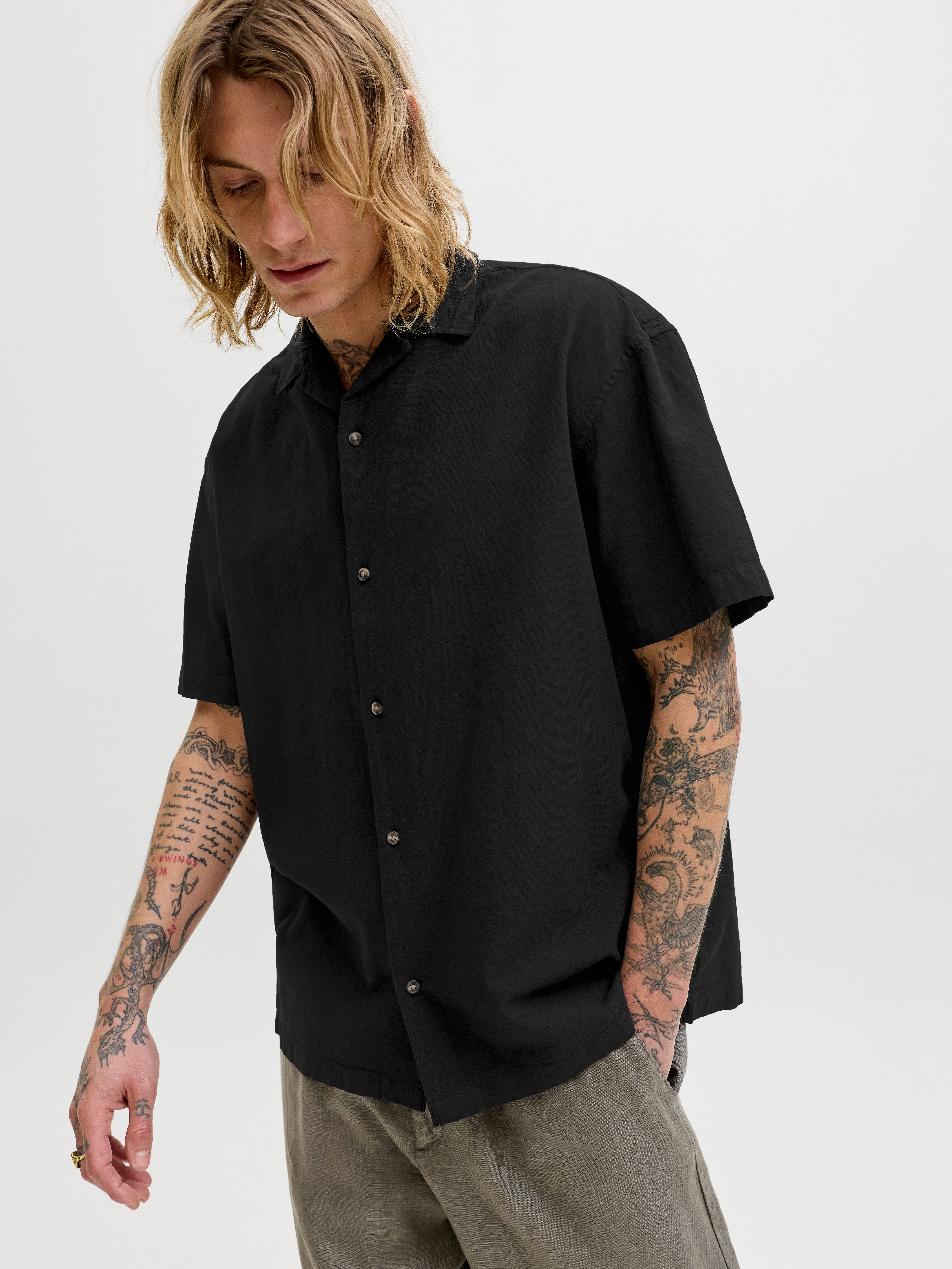 Jack & Jones Kurzarmhemd JJESUMMER LINEN BLEND RESORT SHIRT SS SN Baumwollm günstig online kaufen