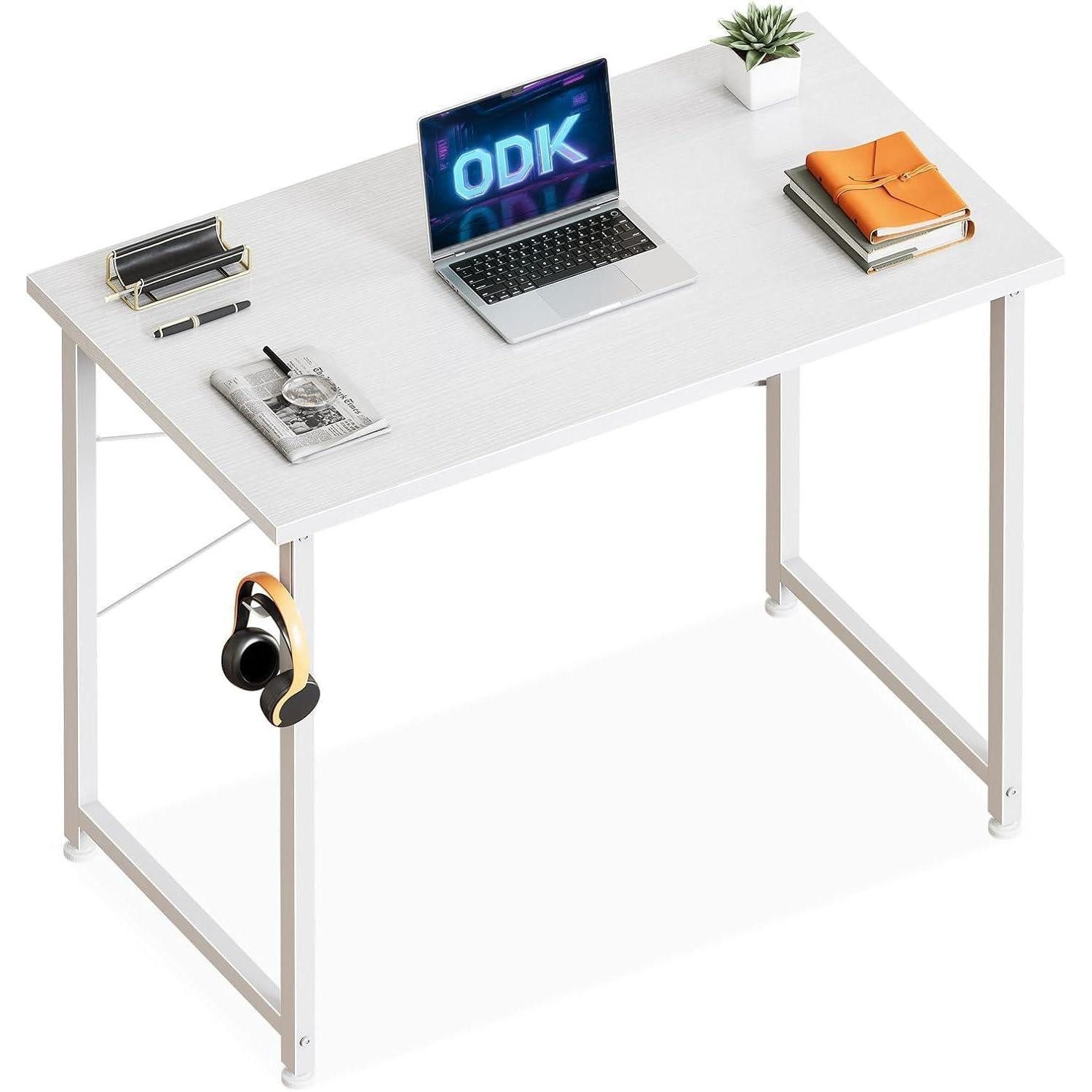 LuxusKollektion Computertisch Schreibtisch kleiner Computertisch Kopfhörerhalter Holz Weiß 80×40cm (1-St)