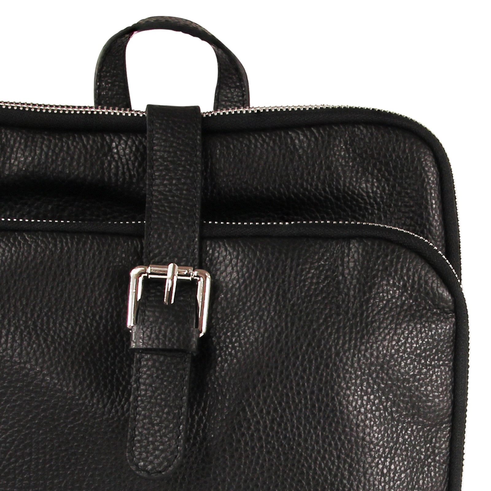 FLORENCE Cityrucksack Florence Rucksack Damen Echtleder, Damen Cityrucksack Leder, schwarz ca. 27cm hoch