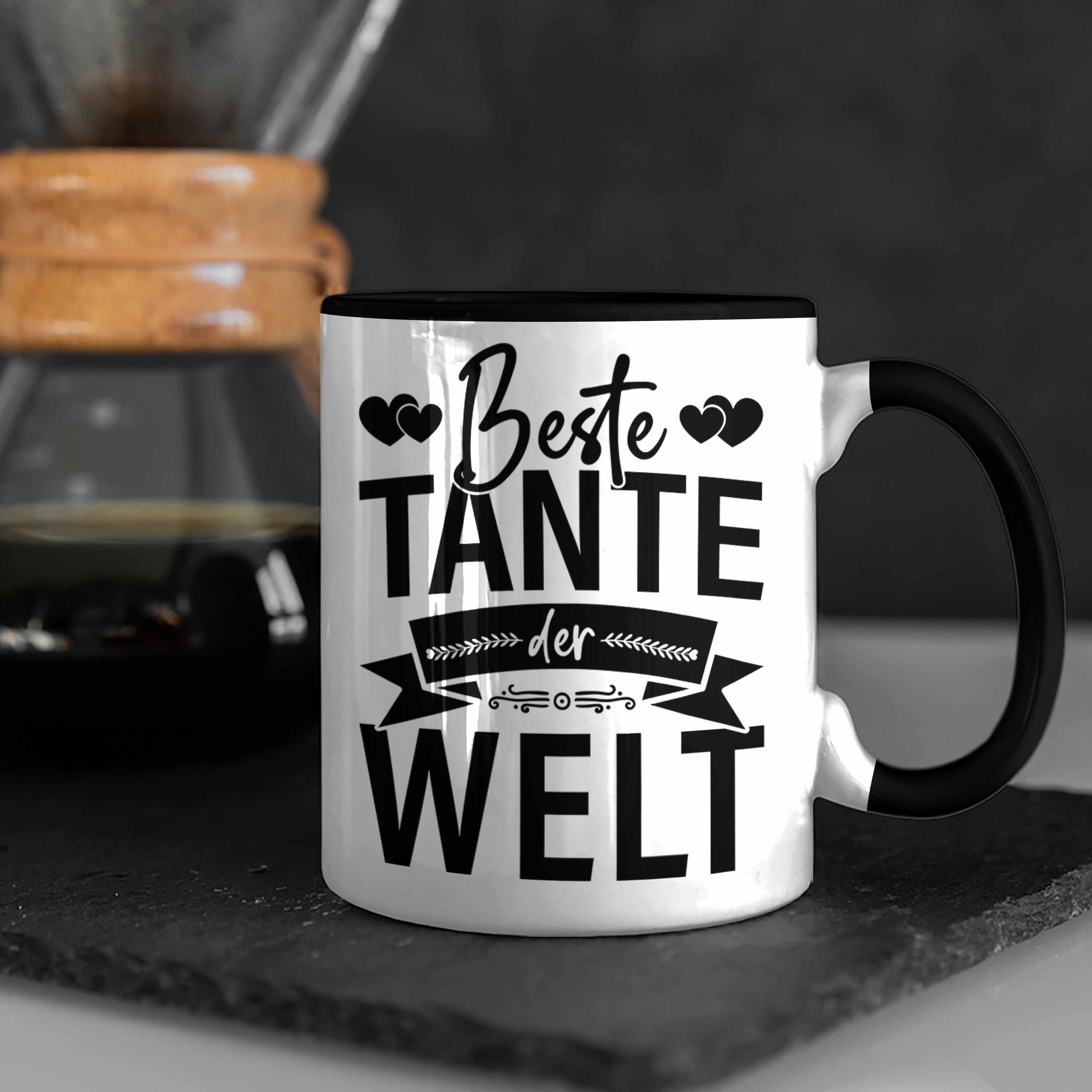 Der Lieblingstante Tasse - Trendation Tasse Welt Lustig Spruch Tante Trendation Geschenke Schwarz Beste Geschenkidee