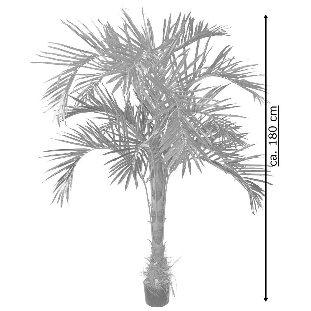 Kunstpalme Künstliche 180 Höhe Palme Kunstpflanze Kunstpalme 180 künstlich Arekapalme cm cm, Decovego