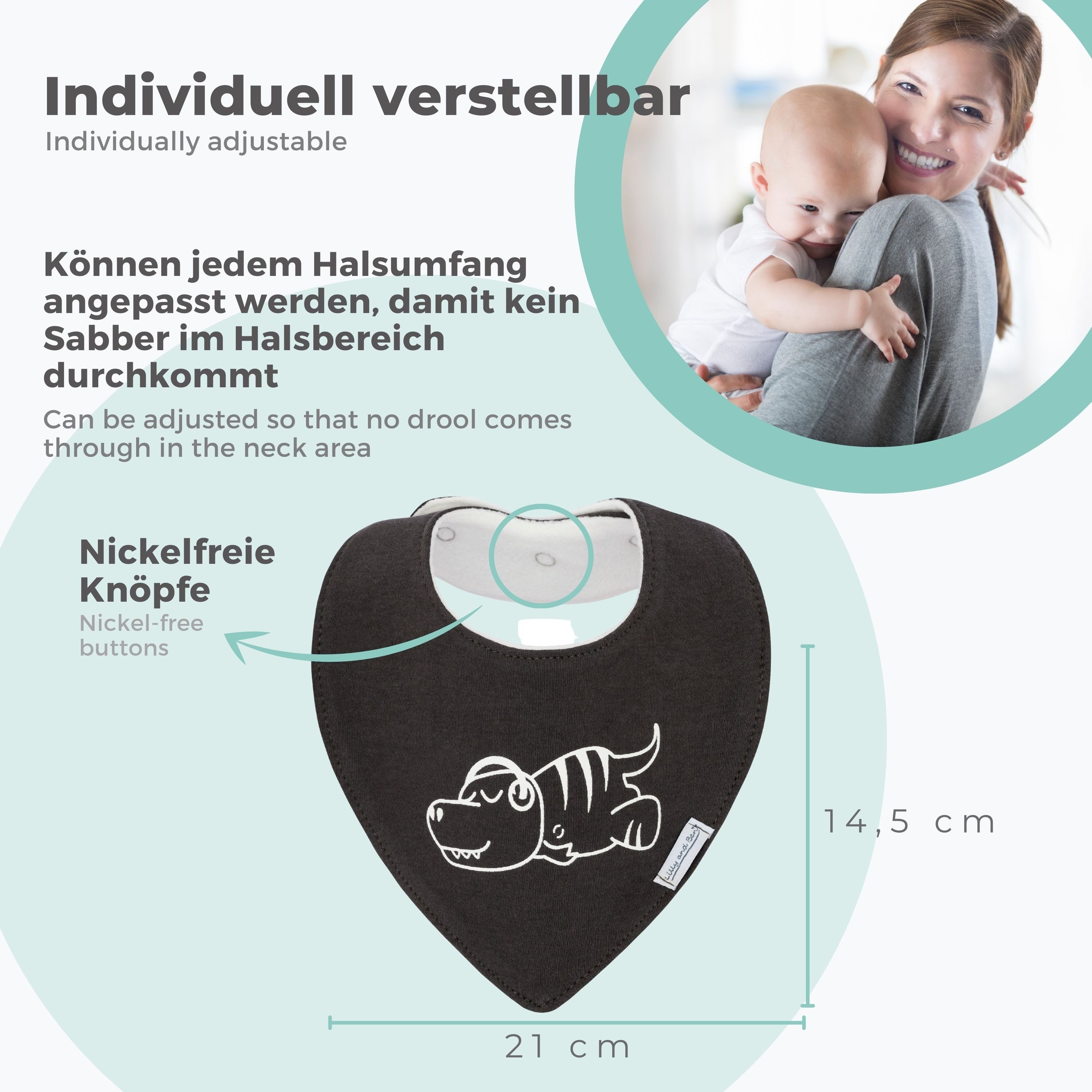 Lilly and Ben Dreieckstuch Baby-Spucktücher (Set, saugstarkes Druckknöpfen, 0-48 Monate, von mit & Baby-Lätzchen doppellagiges Baby-Halstuch 6 5-St)