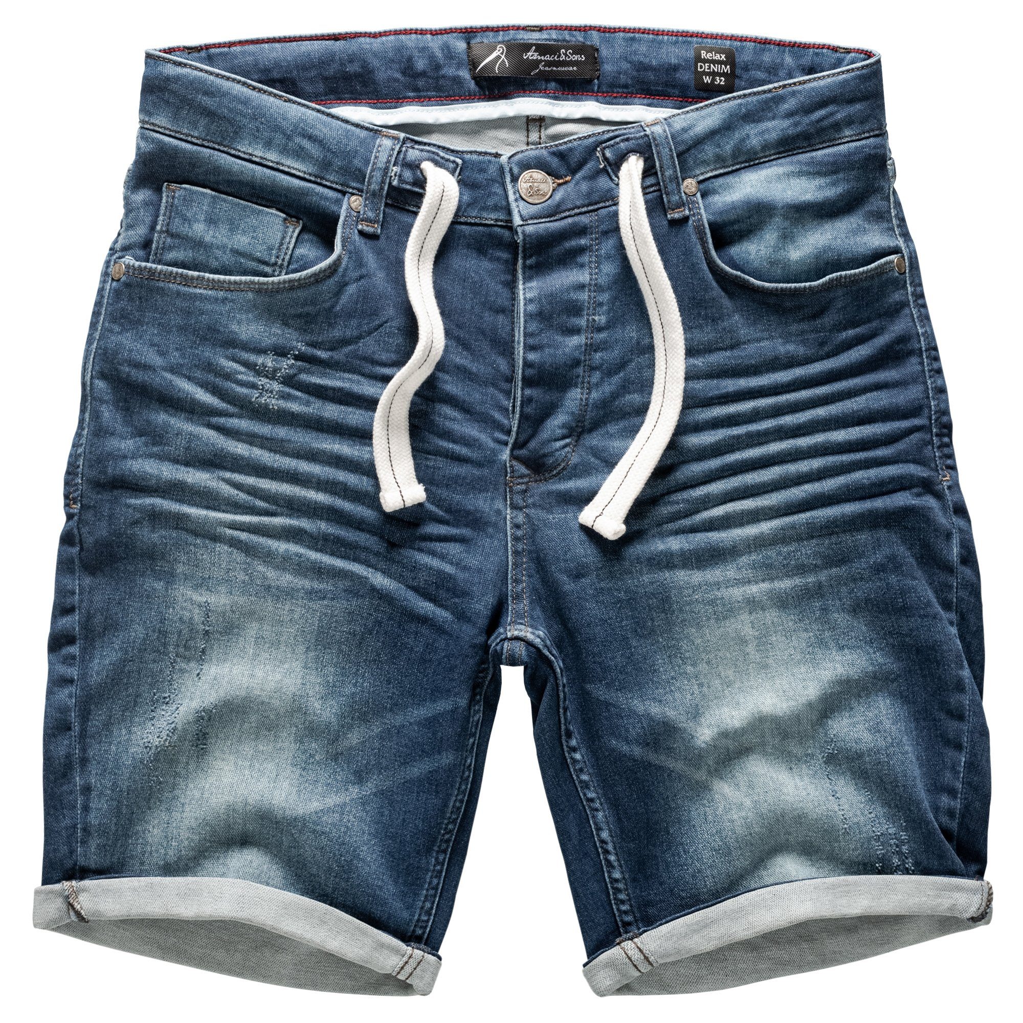 Amaci&Sons Jeansshorts SAN JOSE Destroyed Jeans Shorts D-Blau