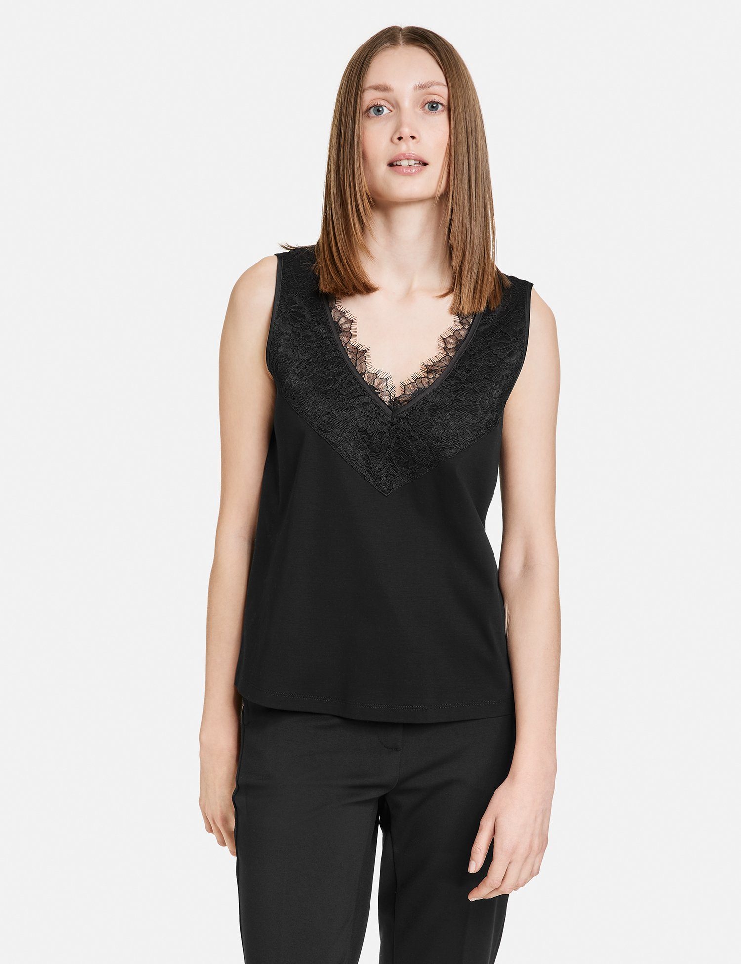 Taifun Shirttop Top mit Spitze Schwarz