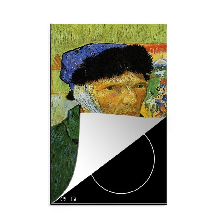 MuchoWow Herdblende-/Abdeckplatte Selbstbildnis mit verbundenem Ohr - Vincent van Gogh Vinyl (1 tlg) Küchen Dekoration für Induktionsherd Induktionskochfeld
