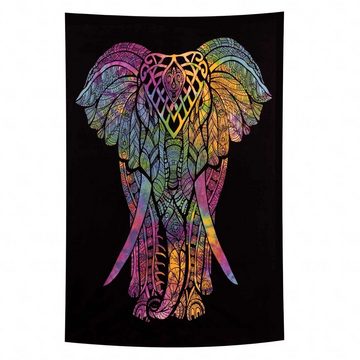 Wandteppich Tagesdecke Wandbehang Deko Tuch Elefant UV Aktiv ca. 200 x 135 cm, KUNST UND MAGIE