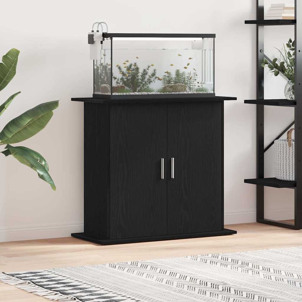 furnicato Aquariumunterschrank Aquariumständer 81 x 36 x 73 cm Schwarzeiche Aquarienschrank mit 4 Türen und viel Stauraum für dein Zubehör