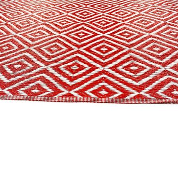 Outdoorteppich Outdoor-Teppich mit exotischem Ethno-Design in rot weiß, Carpetia, rechteckig