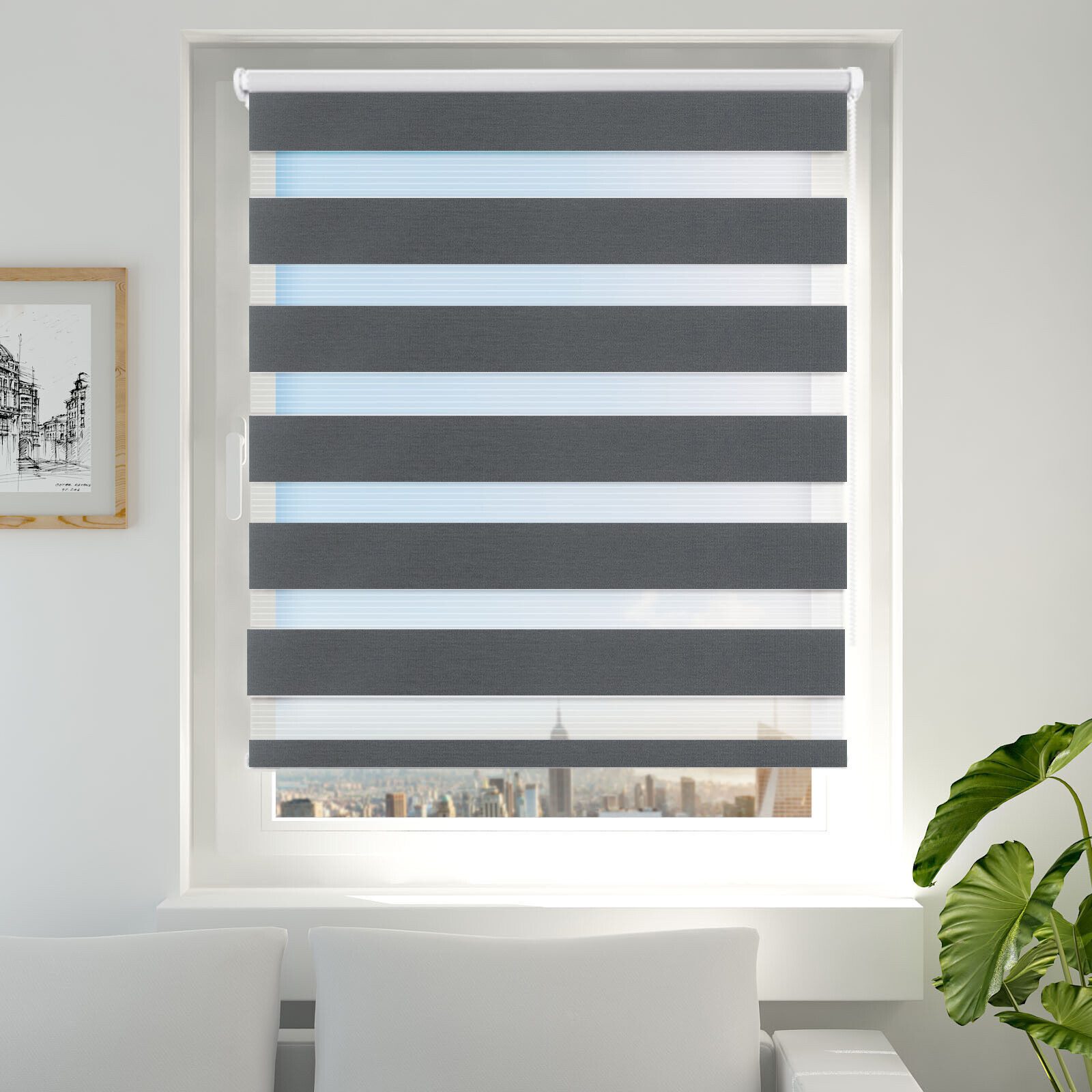 Doppelrollo Fensterrollos Ohne Bohren, Vkele, 130cm/160cm, klemmfix,klemmträger, Sonnenschutz, Lichtdurchlässig und Verdunkelnd.