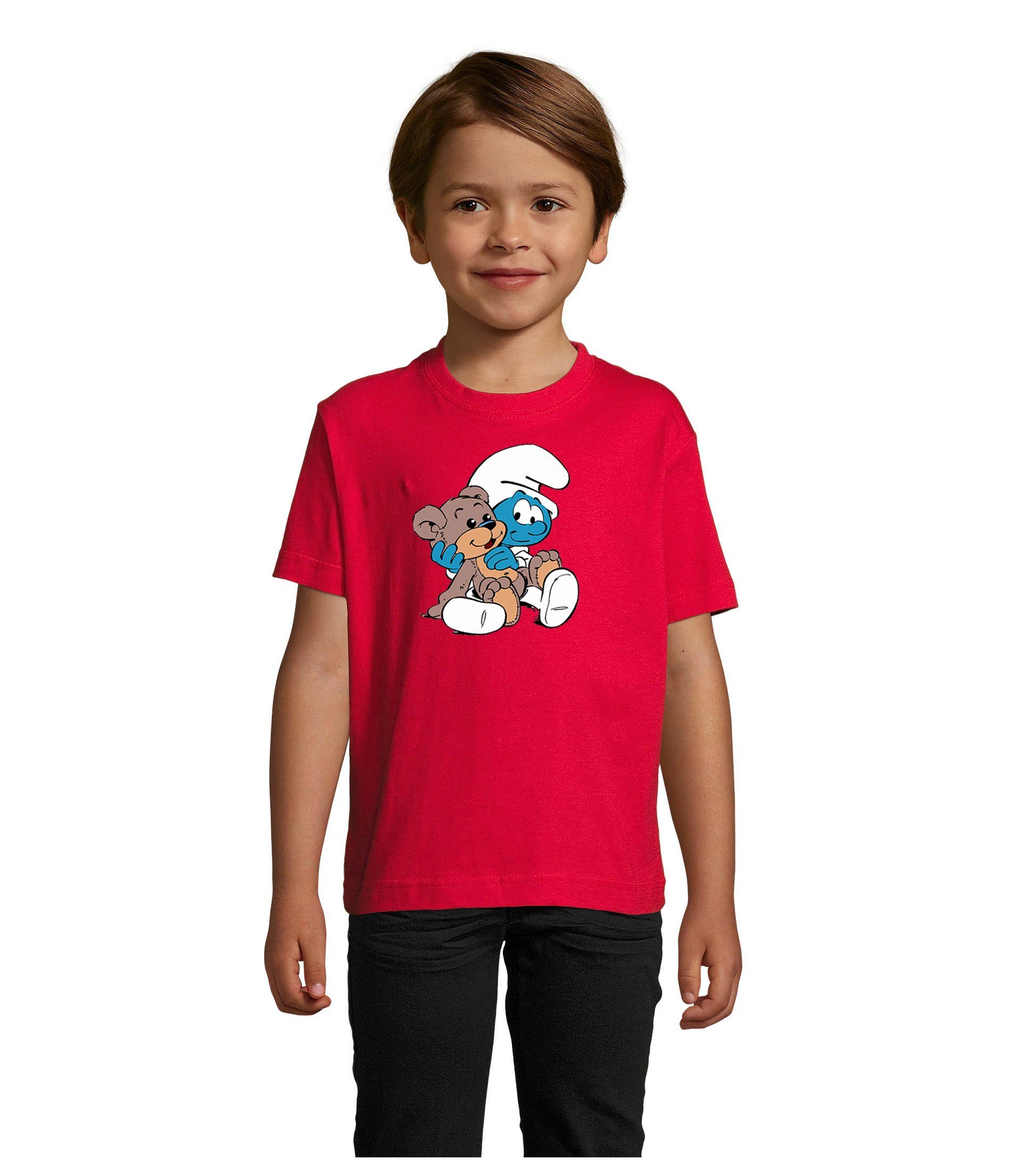 Blondie & Brownie T-Shirt Kinder Jungen & Mädchen Babyschlumpf Schlümpfe Serie Teddybär Schlumpf in vielen Farben Rot