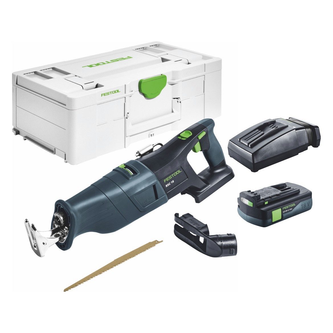 FESTOOL Akku-Reciprosäge RSC 18 EB-Basic Akku Säbelsäge 18 V Brushless + 1x Akku 3,0 Ah