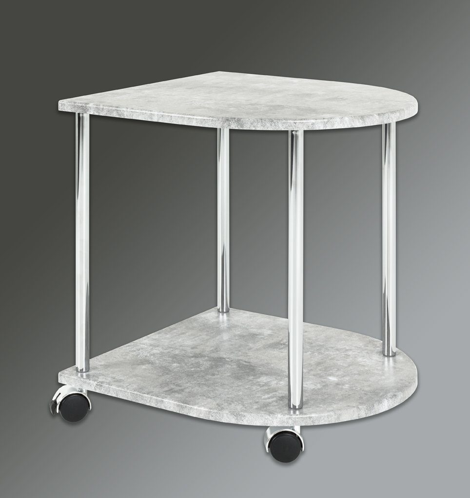 HAKU Beistelltisch HAKU Möbel Beistelltisch auf Rollen - chrom-betonoptik -  H. 45cm x B. 42cm