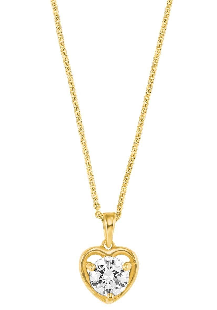 Amor Kette mit Anhänger Herz, mit Zirkonia (synth)