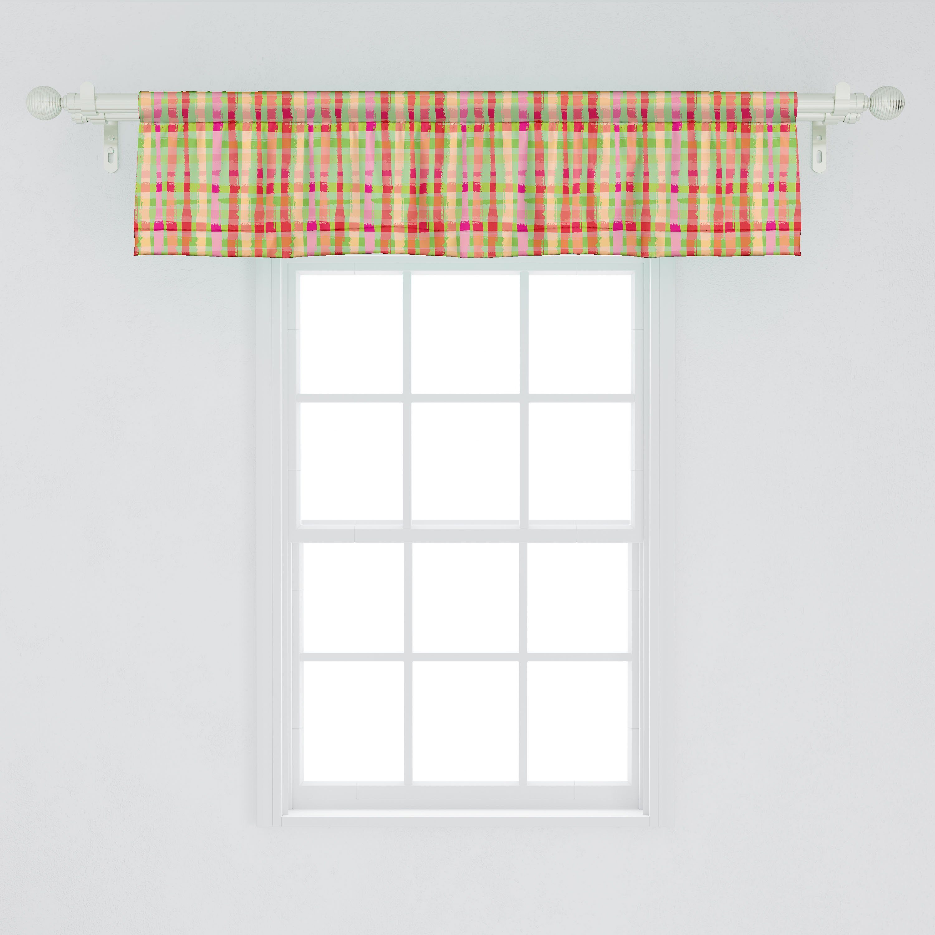 Volant Stangentasche, Microfaser, Moderne Grunge-Linien Scheibengardine Schlafzimmer Vorhang mit Abakuhaus, für Abstrakt Vivid Küche Dekor