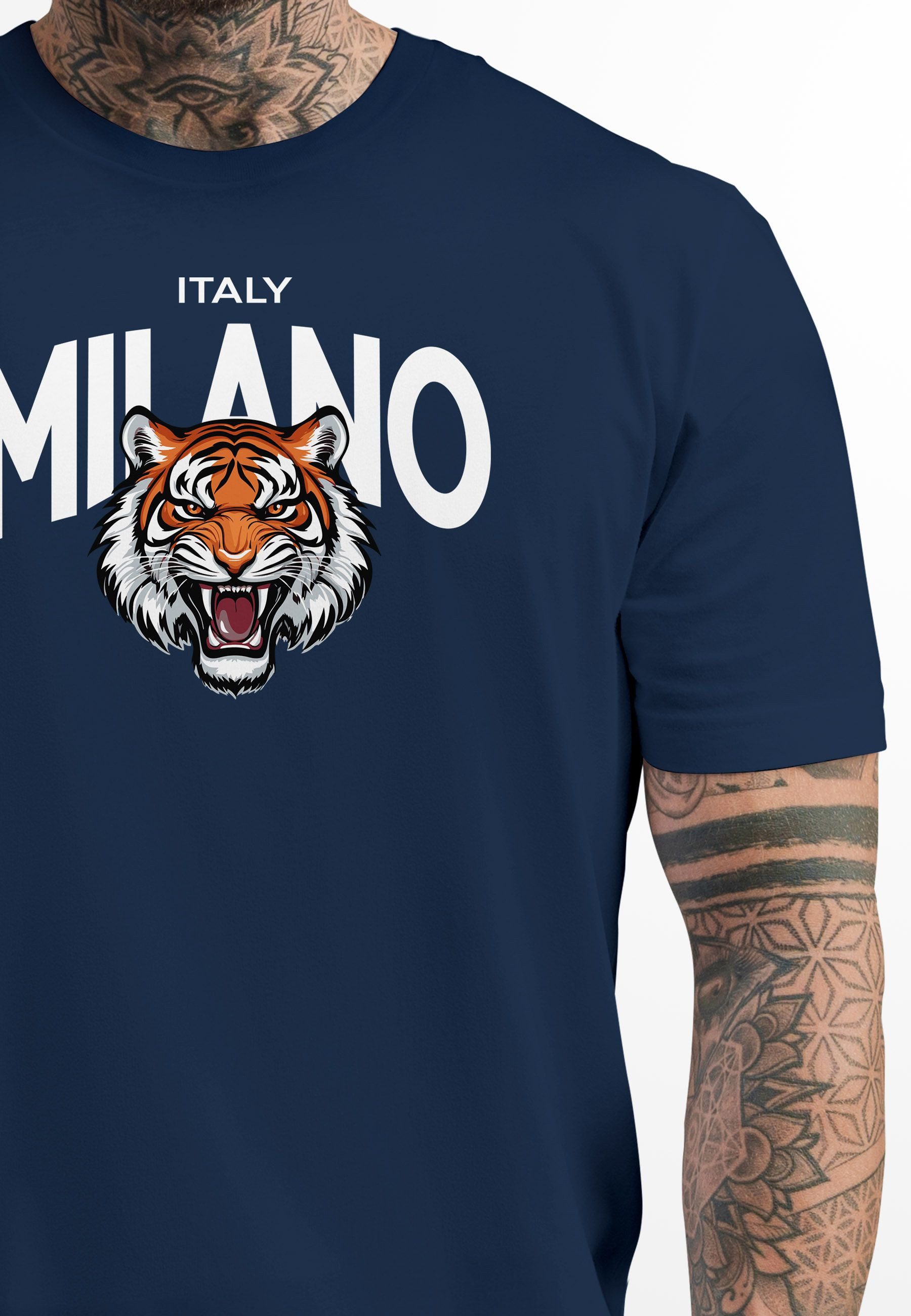 Neverless Print-Shirt Herren T-Shirt Tiger Frontprint Aufdruck Milano Maila günstig online kaufen